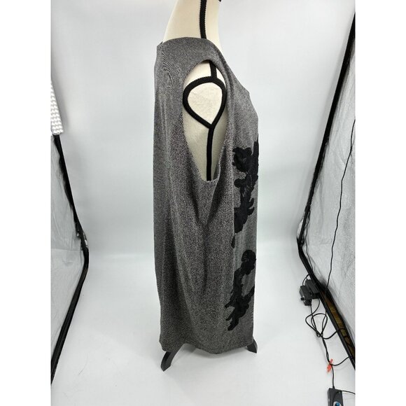 Catherines Womens Midi Dress Size 2X Gray Black Floral Sleeveless Plus Size - Picture 3 of 7